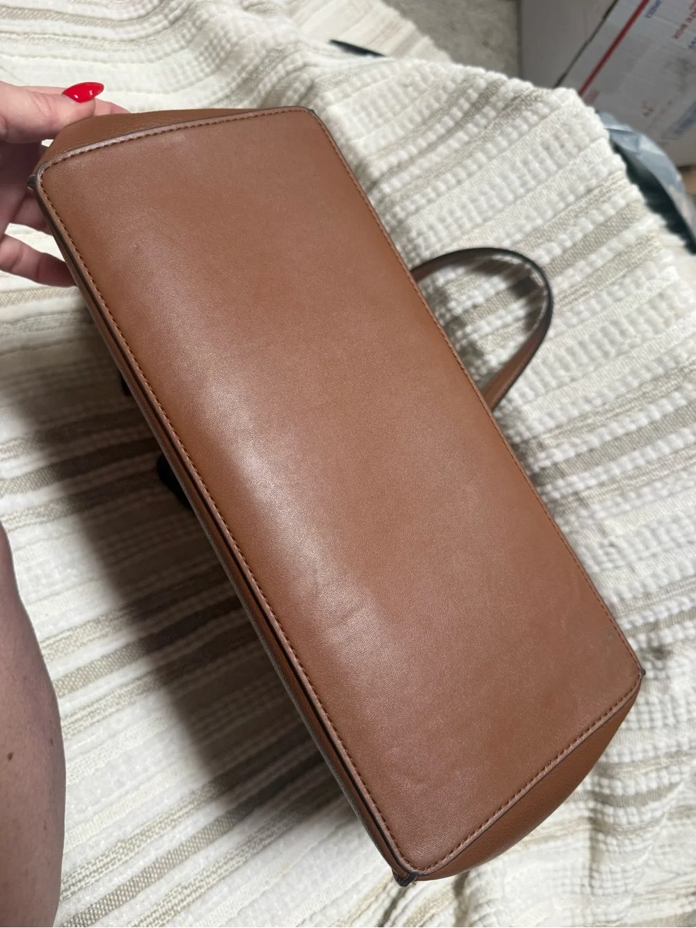 Michael Kors Cognac Pebbled Leather Tote with Gold MK Charm